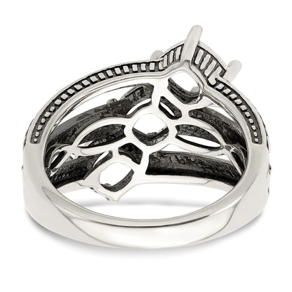 Sterling Silver Antiqued w/14k 3-stone Mother's Ring Mounting