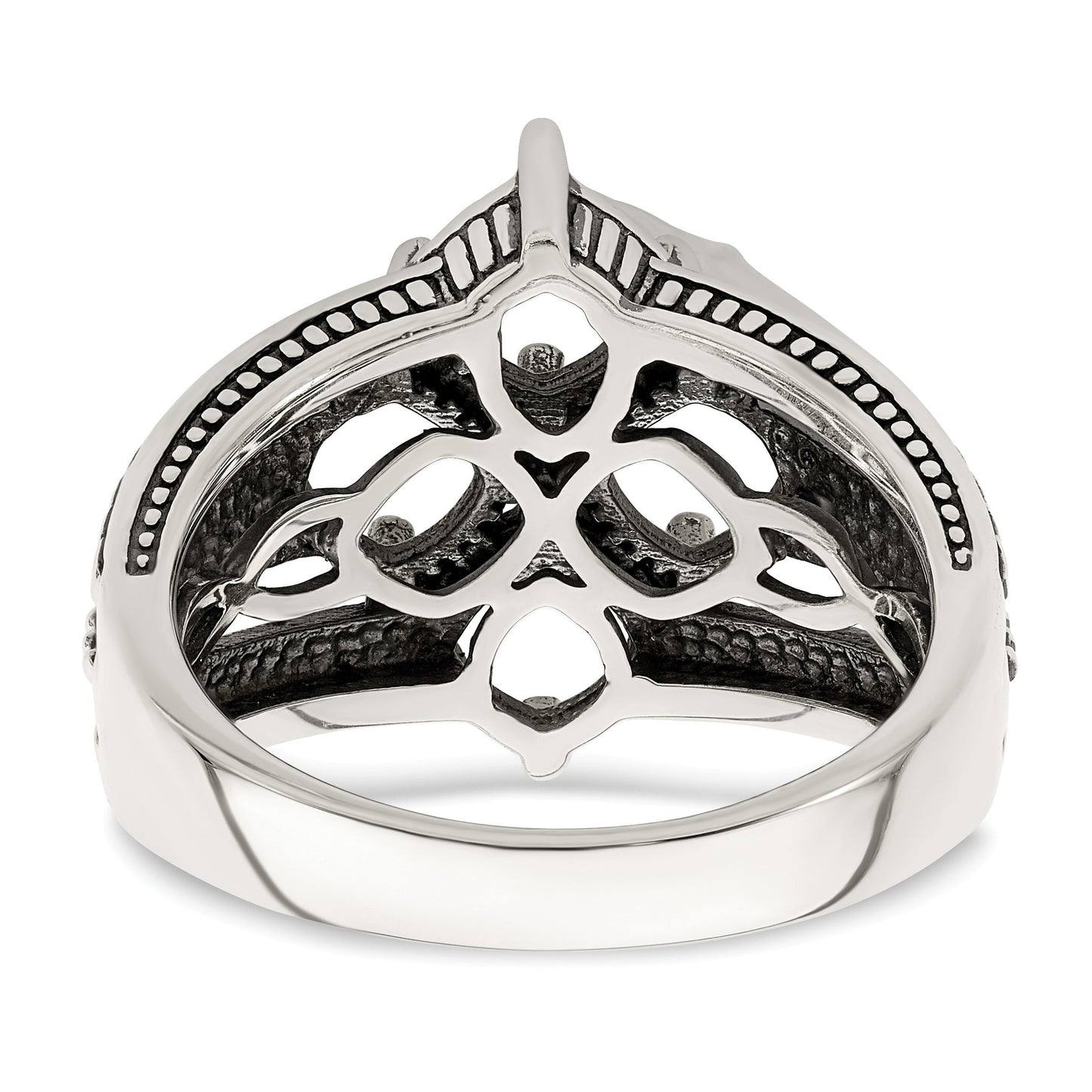 Sterling Silver Antiqued w/14k 4-stone Mother's Ring Mounting