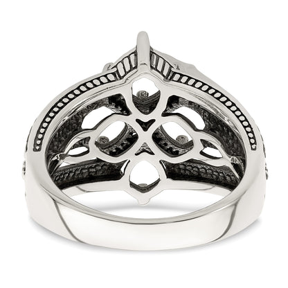 Sterling Silver Antiqued w/14k 4-stone Mother's Ring Mounting