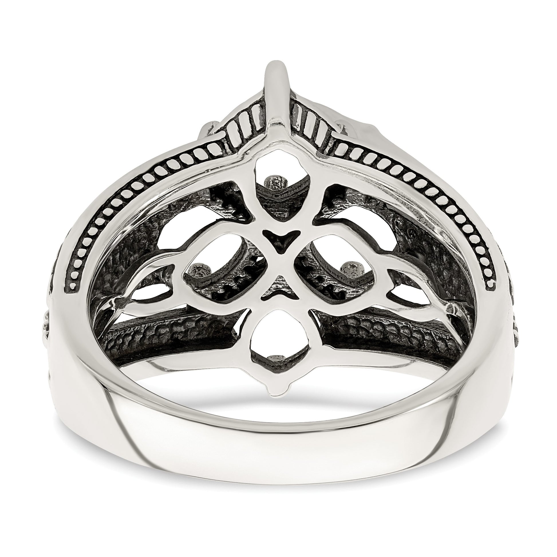 Sterling Silver Antiqued w/14k 4-stone Mother's Ring Mounting