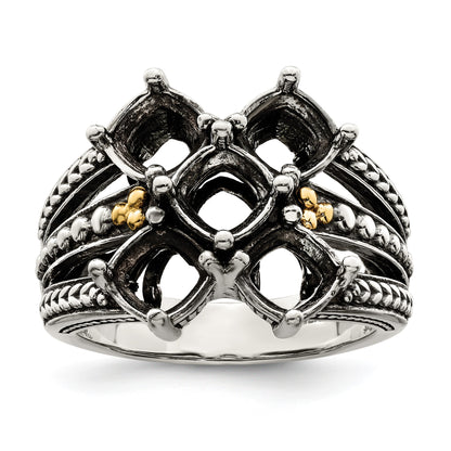 Sterling Silver Antiqued w/14k 5-stone Mother's Ring Mounting