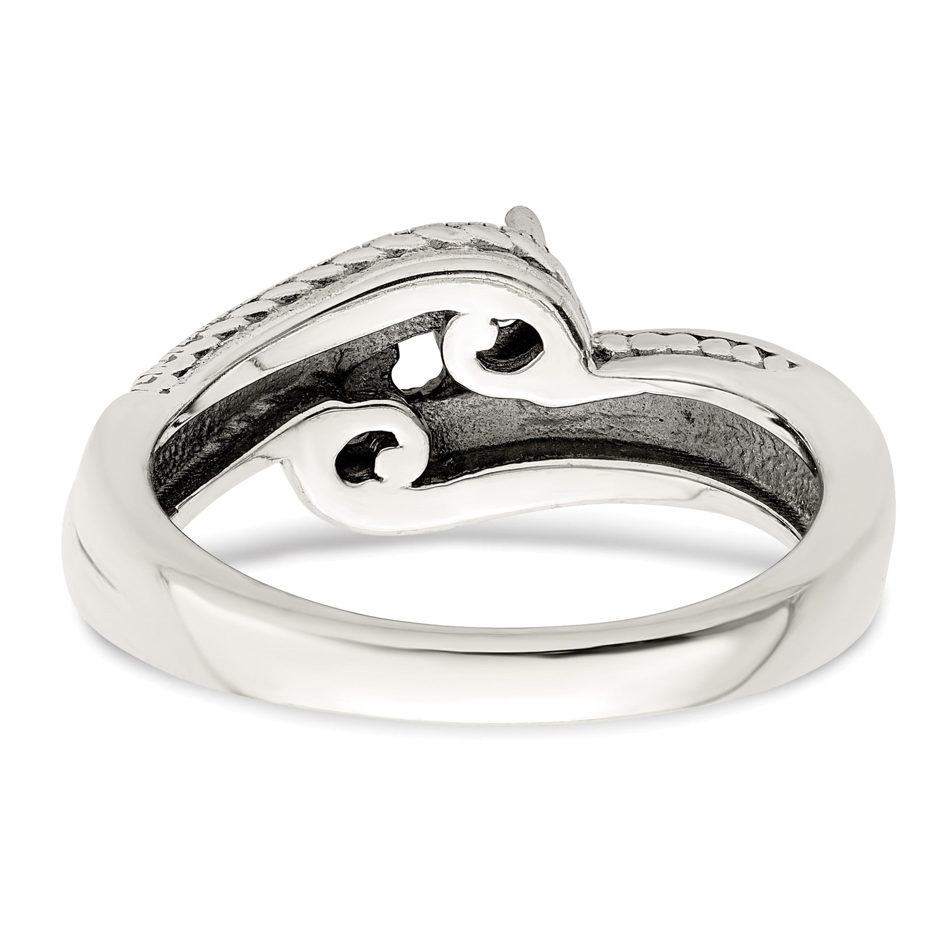 Sterling Silver Antiqued w/14k 2-stone Mother's Ring Mounting