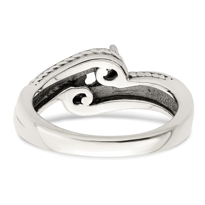Sterling Silver Antiqued w/14k 2-stone Mother's Ring Mounting