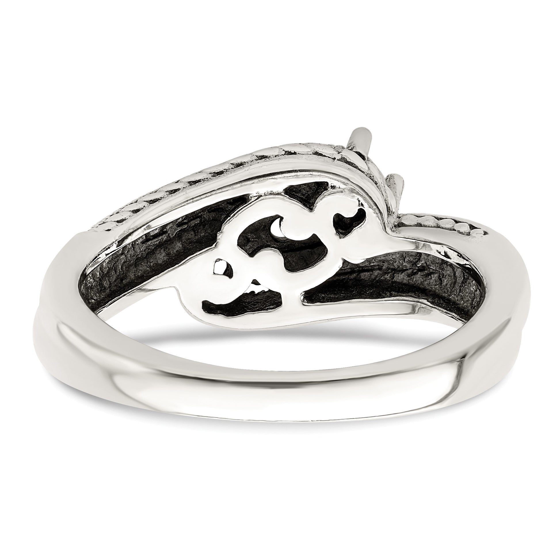 Sterling Silver Antiqued w/14k 3-stone Mother's Ring Mounting