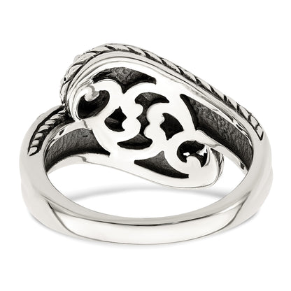 Sterling Silver Antiqued w/14k 4-stone Mother's Ring Mounting