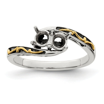 Sterling Silver Antiqued w/14k 2-stone Mother's Ring Mounting
