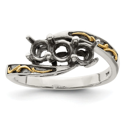 Sterling Silver Antiqued w/14k 3-stone Mother's Ring Mounting