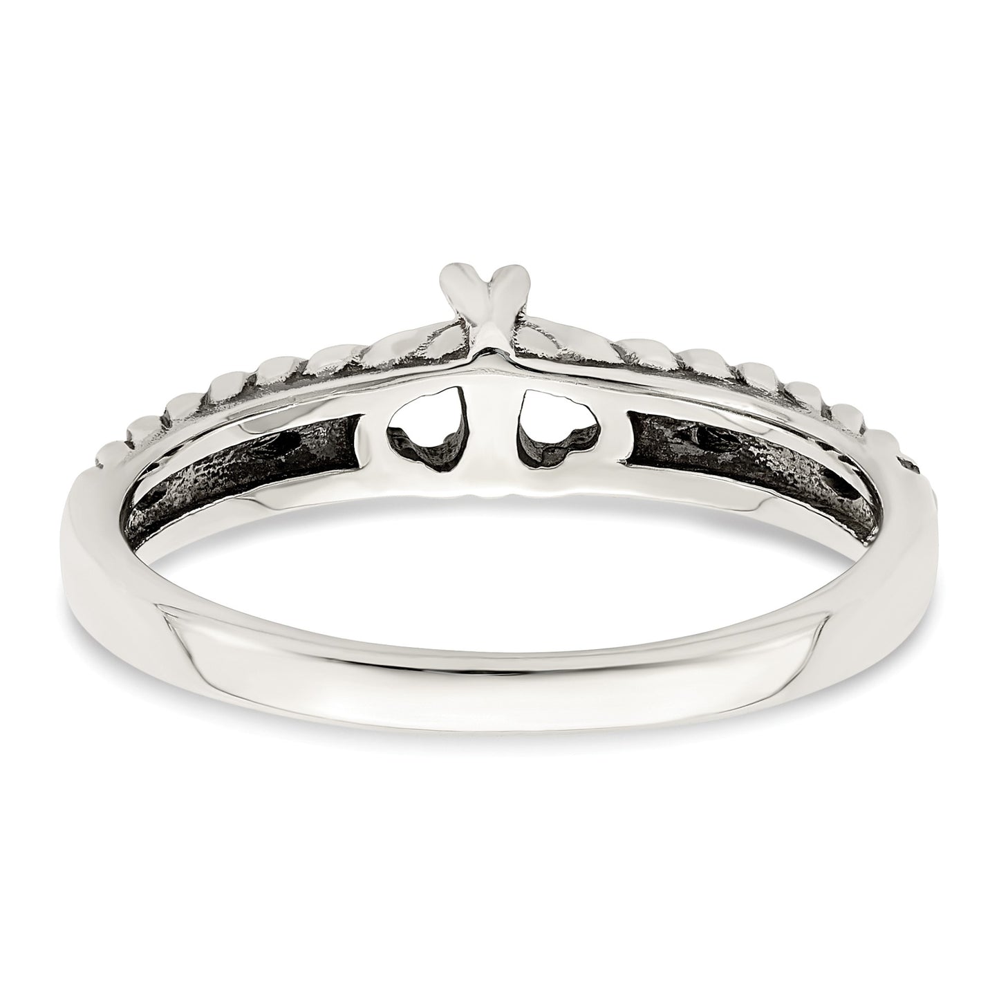 Sterling Silver Antiqued w/14k 2-stone Mother's Ring Mounting