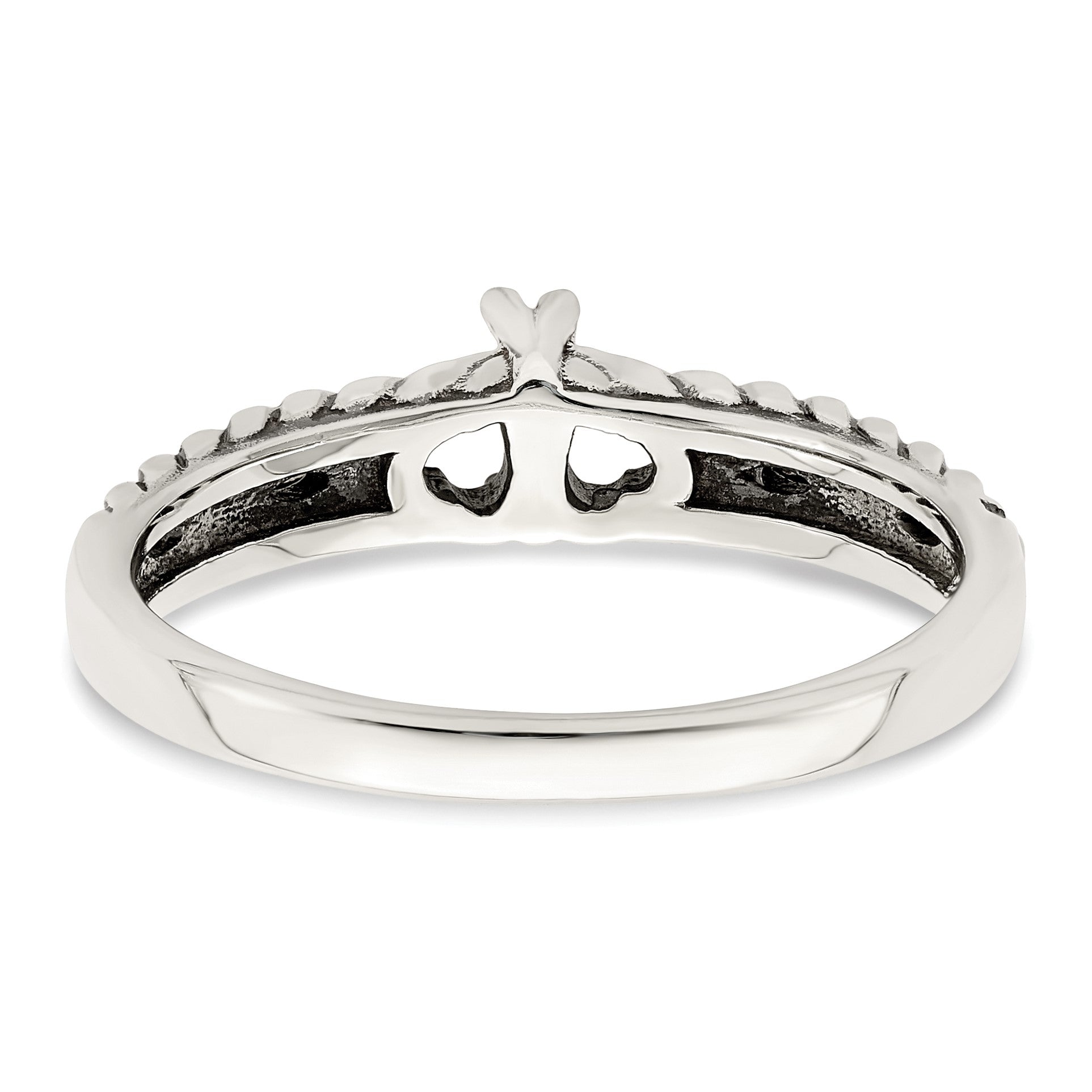 Sterling Silver Antiqued w/14k 2-stone Mother's Ring Mounting