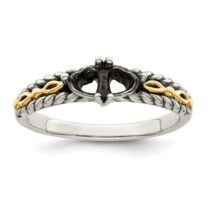 Sterling Silver Antiqued w/14k 2-stone Mother's Ring Mounting