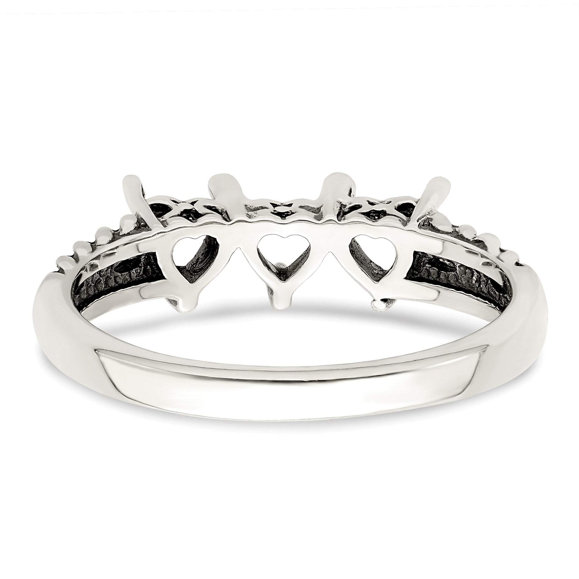 Sterling Silver Antiqued w/14k 3-stone Mother's Ring Mounting