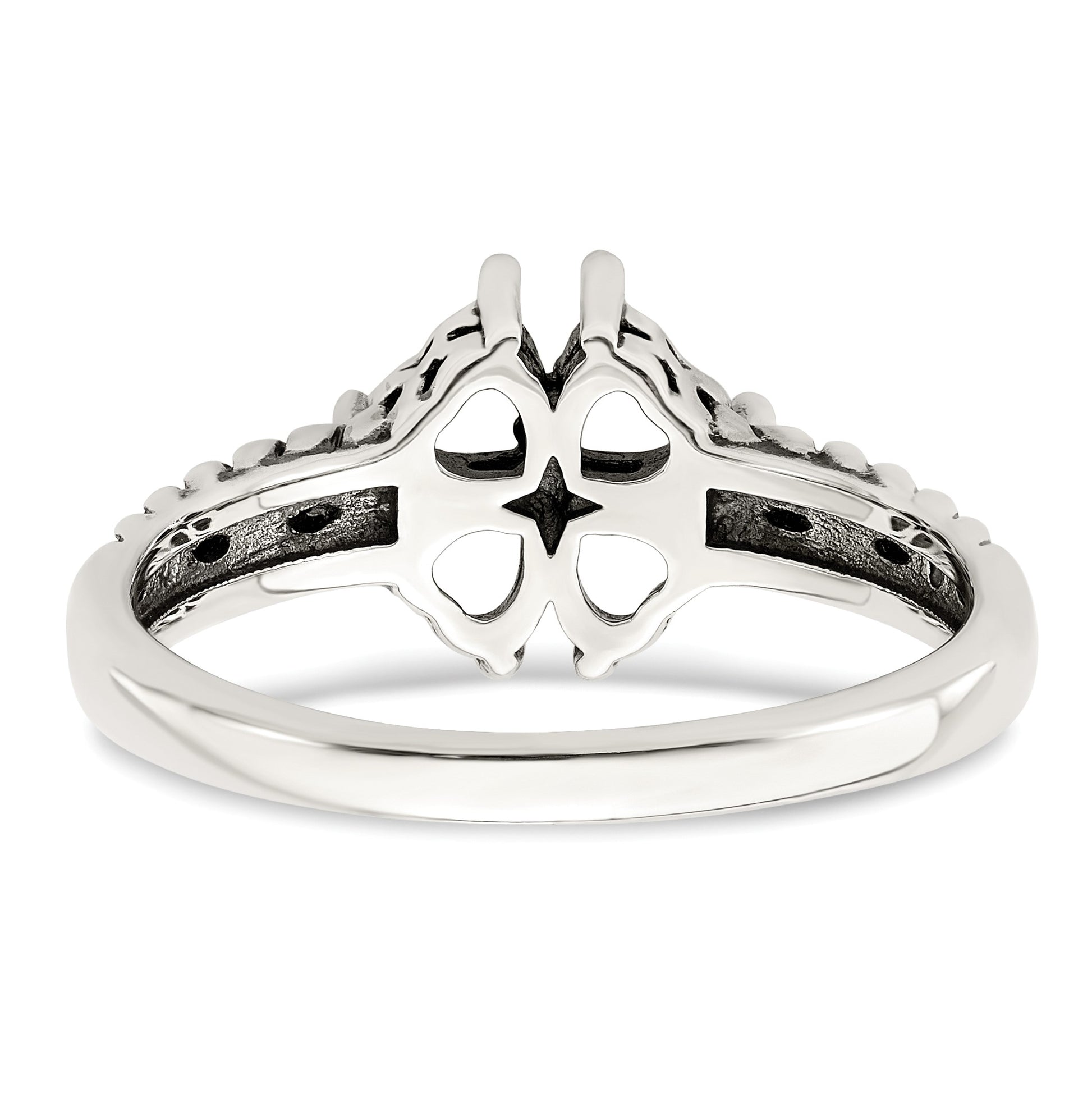 Sterling Silver Antiqued w/14k 4-stone Mother's Ring Mounting
