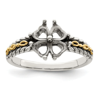 Sterling Silver Antiqued w/14k 4-stone Mother's Ring Mounting
