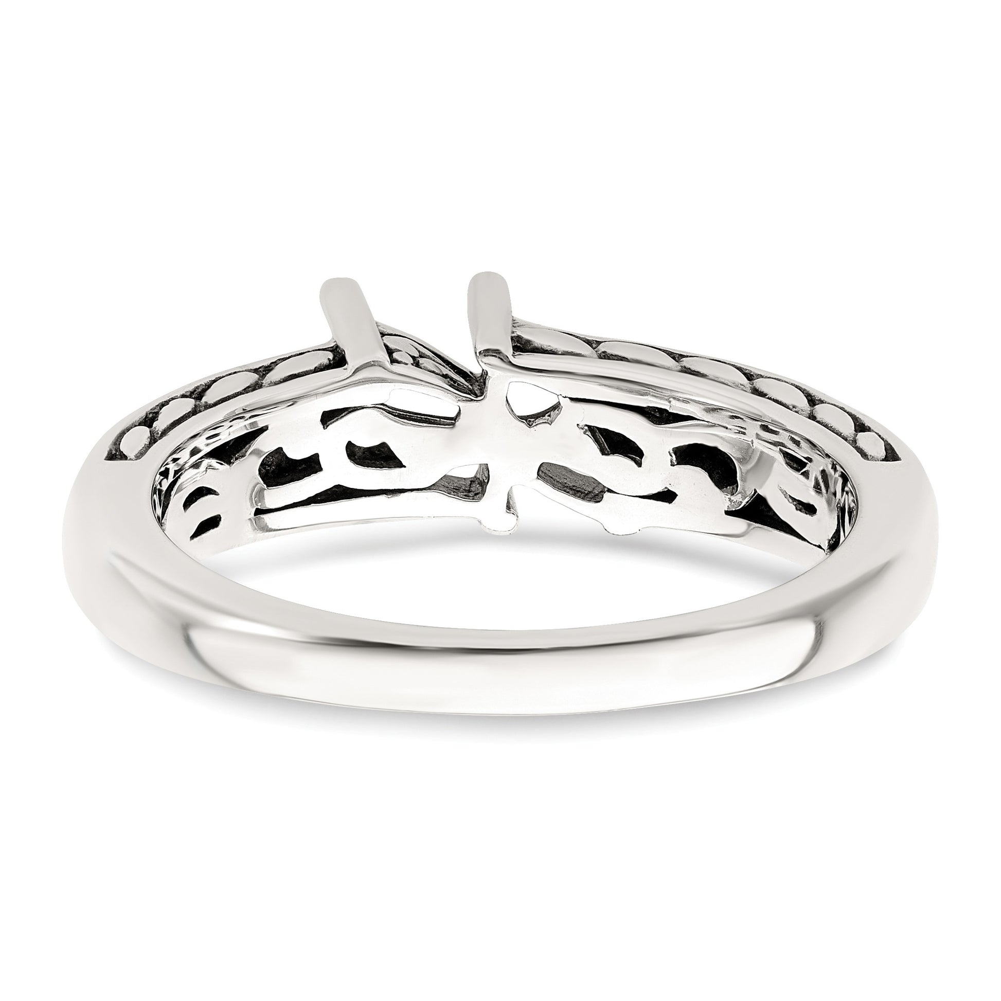 Sterling Silver Antiqued w/14k 2-stone Mother's Ring Mounting