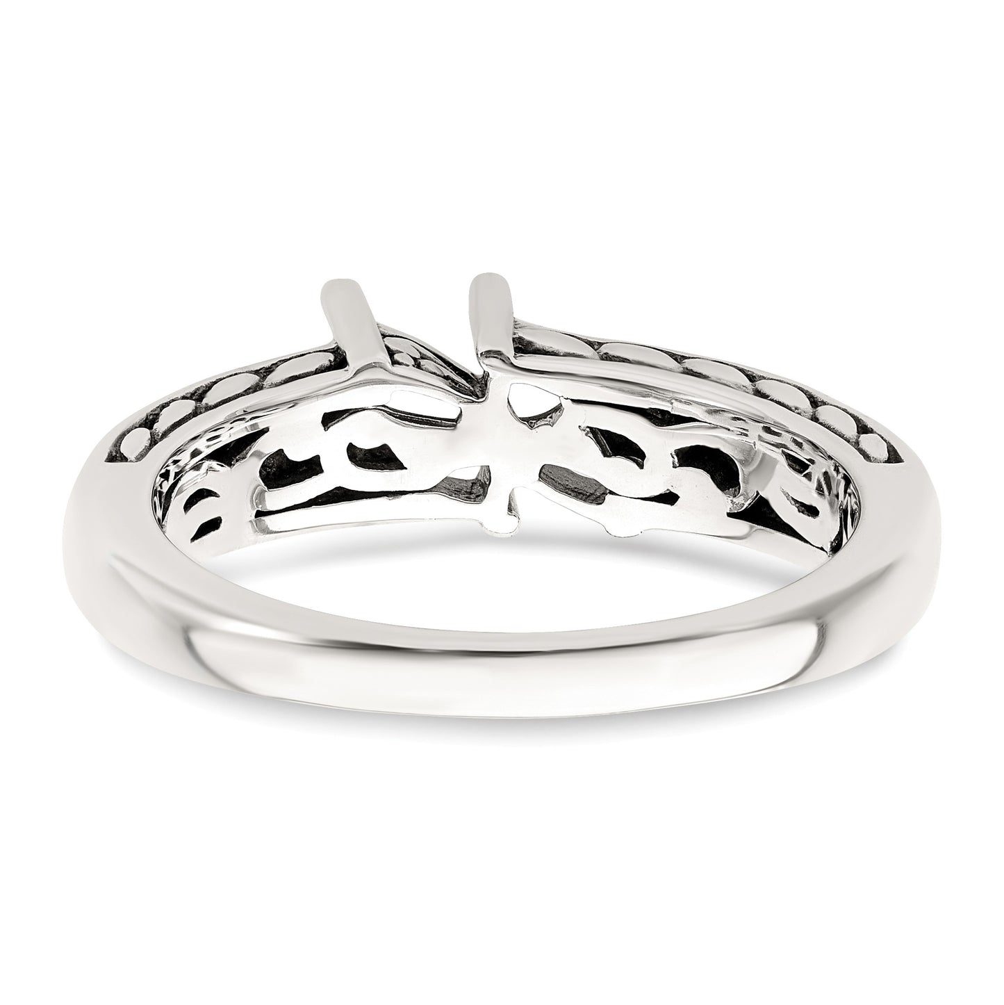 Sterling Silver Antiqued w/14k 2-stone Mother's Ring Mounting