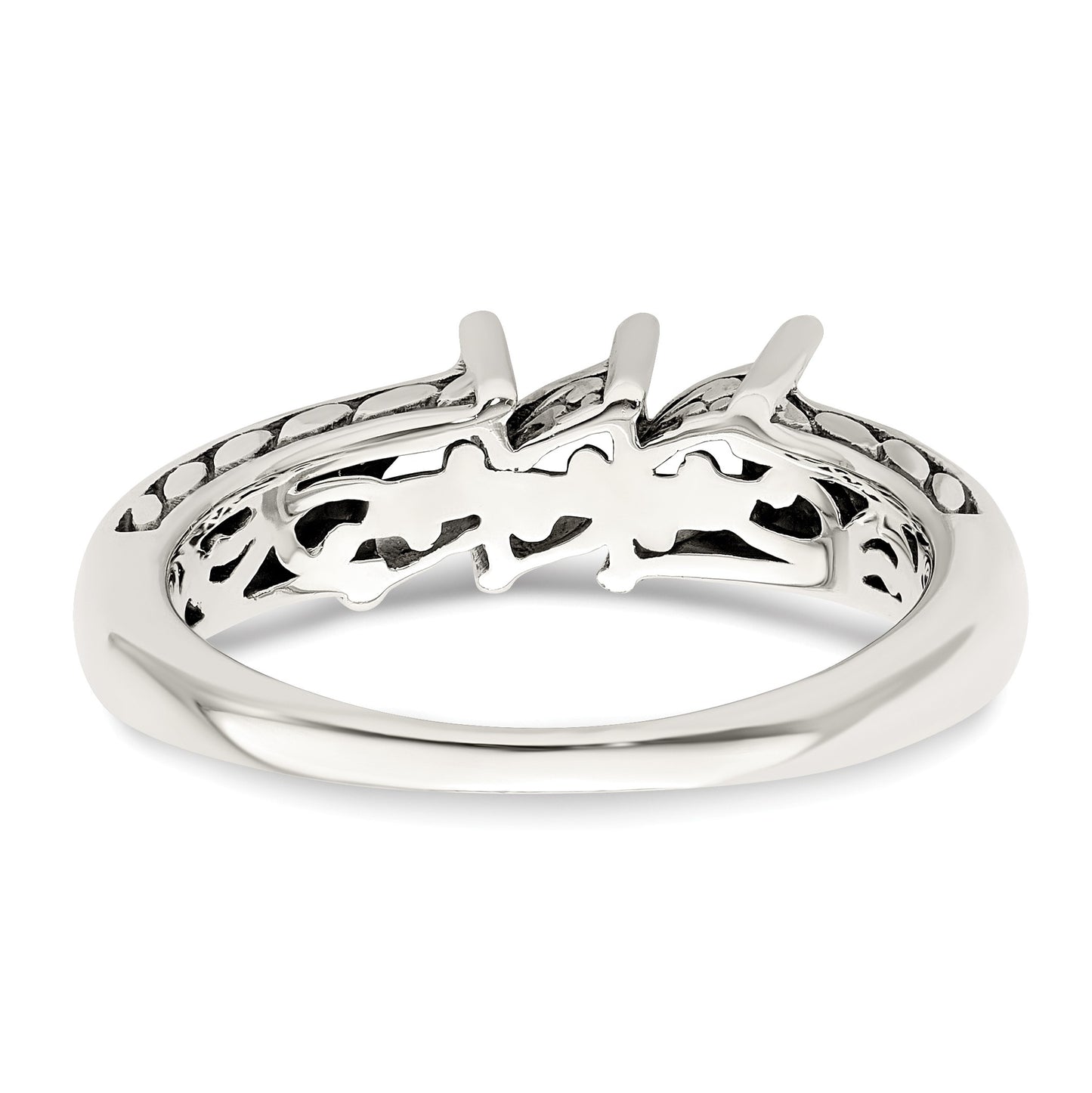 Sterling Silver Antiqued w/14k 3-stone Mother's Ring Mounting