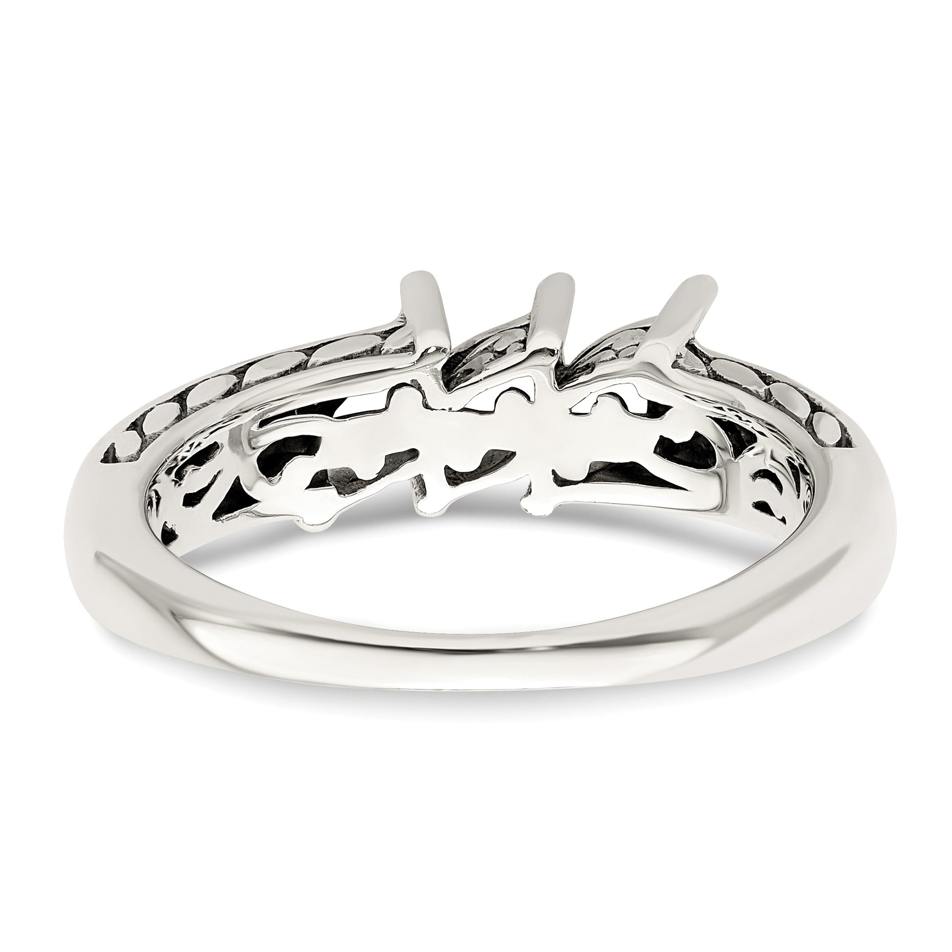 Sterling Silver Antiqued w/14k 3-stone Mother's Ring Mounting