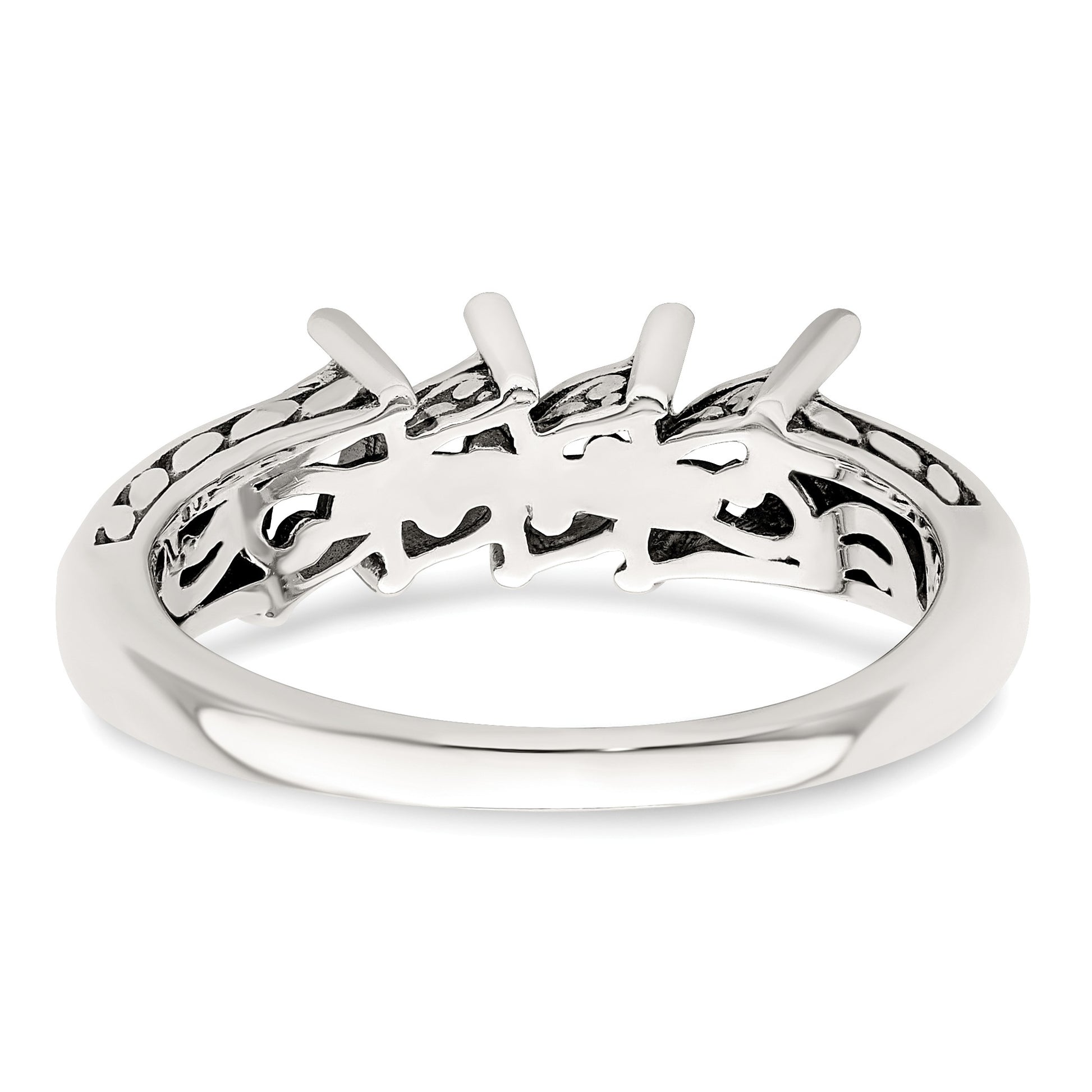 Sterling Silver Antiqued w/14k 4-stone Mother's Ring Mounting