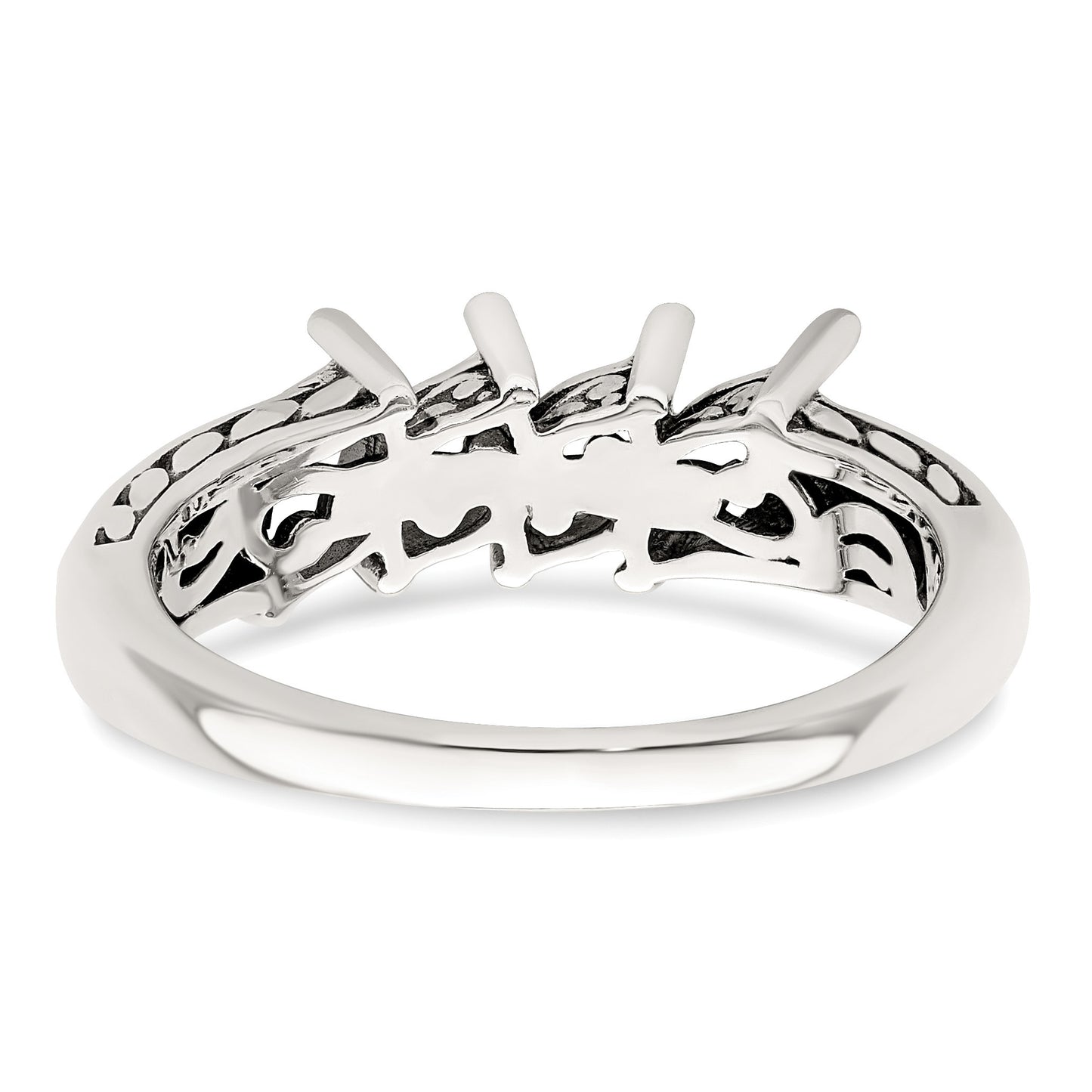 Sterling Silver Antiqued w/14k 4-stone Mother's Ring Mounting