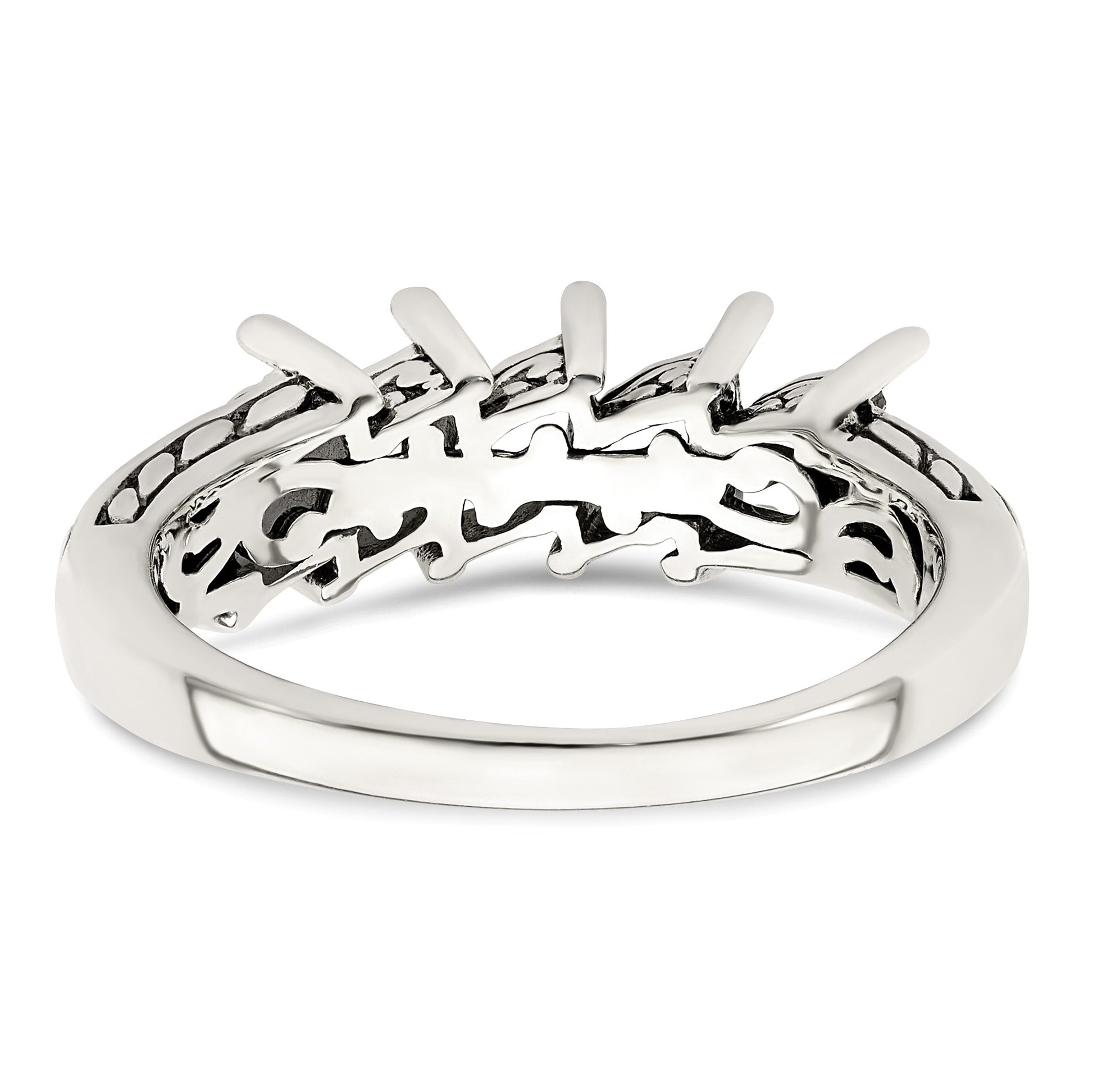 Sterling Silver Antiqued w/14k 5-stone Mother's Ring Mounting