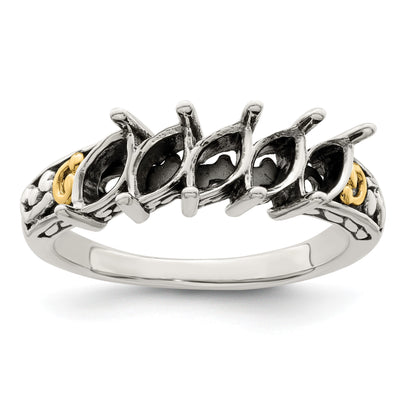 Sterling Silver Antiqued w/14k 5-stone Mother's Ring Mounting