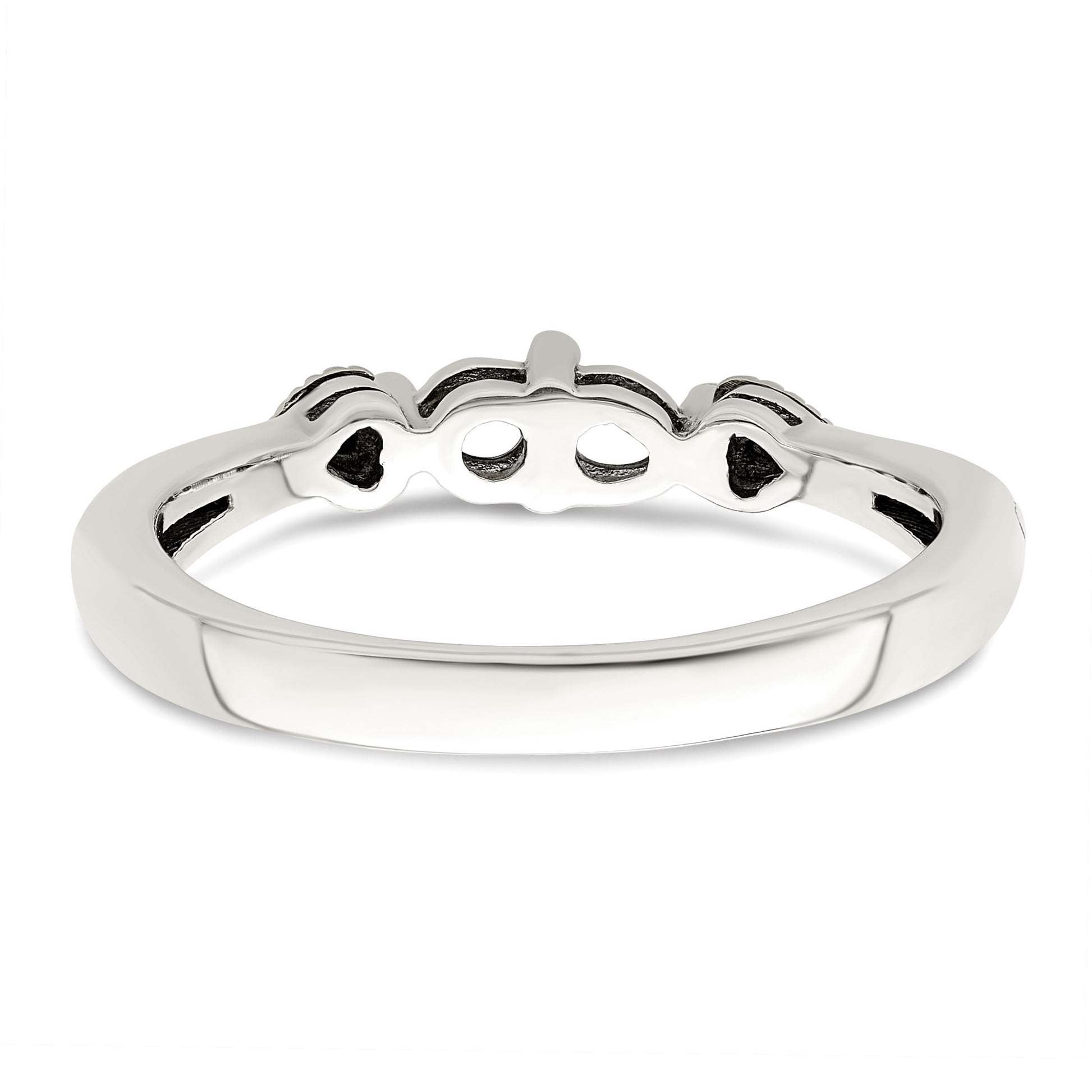 Sterling Silver Antiqued w/14k 2-stone w/Diamond Mother's Semi-Mount Ring