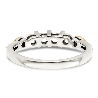 Sterling Silver Antiqued w/14k 4-stone w/Diamond Mother's Semi-Mount Ring