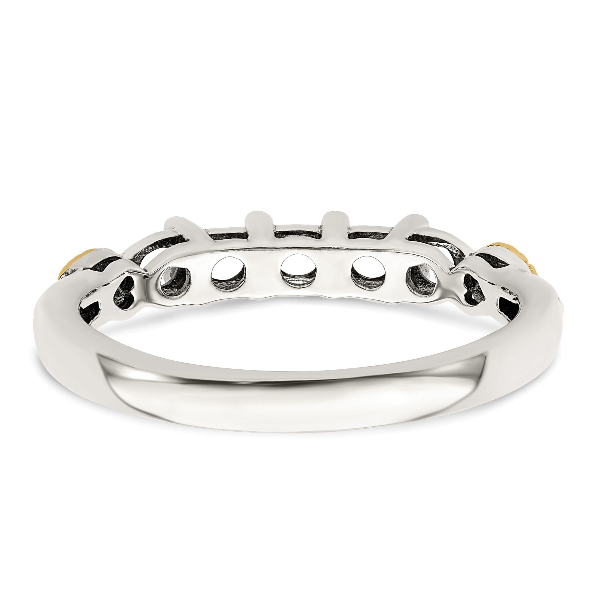 Sterling Silver Antiqued w/14k 5-stone w/Diamond Mother's Semi-Mount Ring