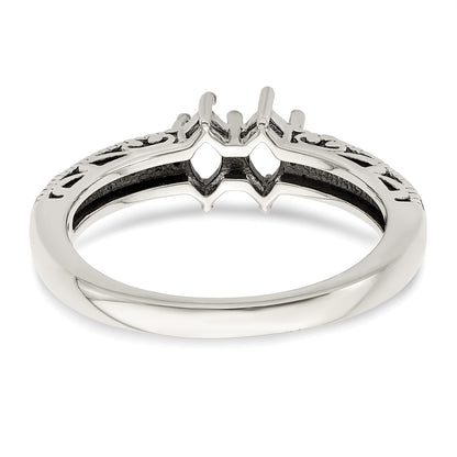 Sterling Silver Antiqued w/14k 2-stone w/Diamond Mother's Ring Semi-Mount