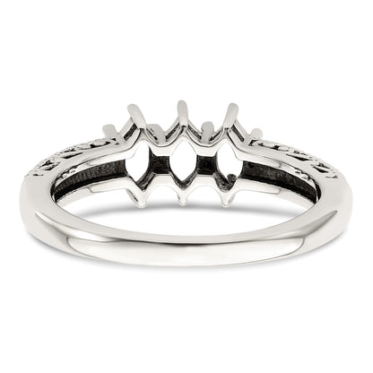 Sterling Silver Antiqued w/14k 3-stone w/Diamond Mother's Ring Semi-Mount