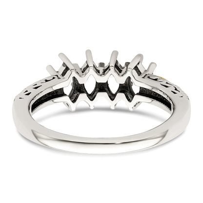 Sterling Silver Antiqued w/14k 4-stone w/Diamond Mother's Ring Semi-Mount