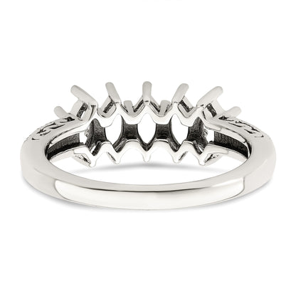 Sterling Silver Antiqued w/14k 5-stone w/Diamond Mother's Ring Semi-Mount