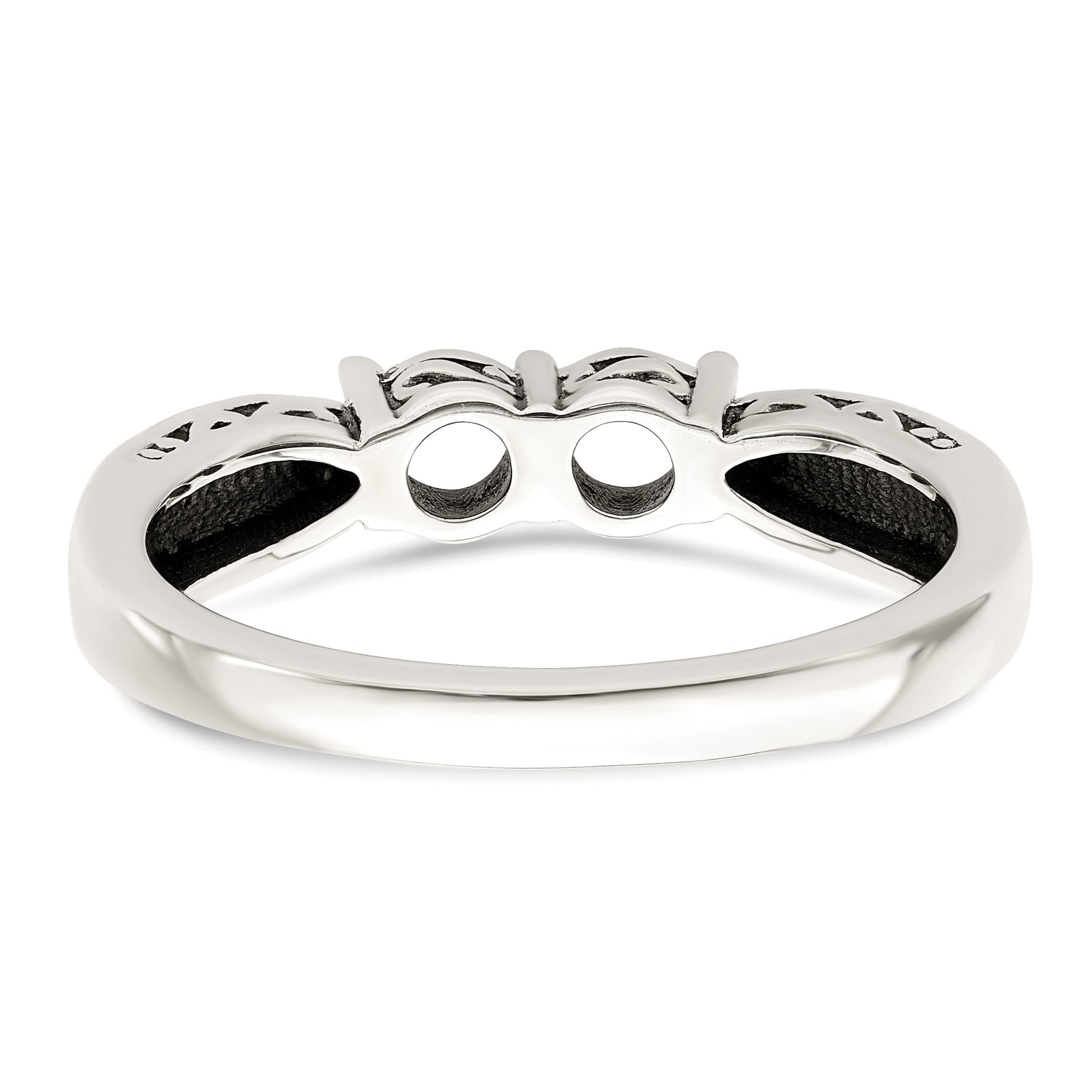 Sterling Silver Antiqued w/14k 2-stone w/Diamond Mother's Ring Semi-Mount