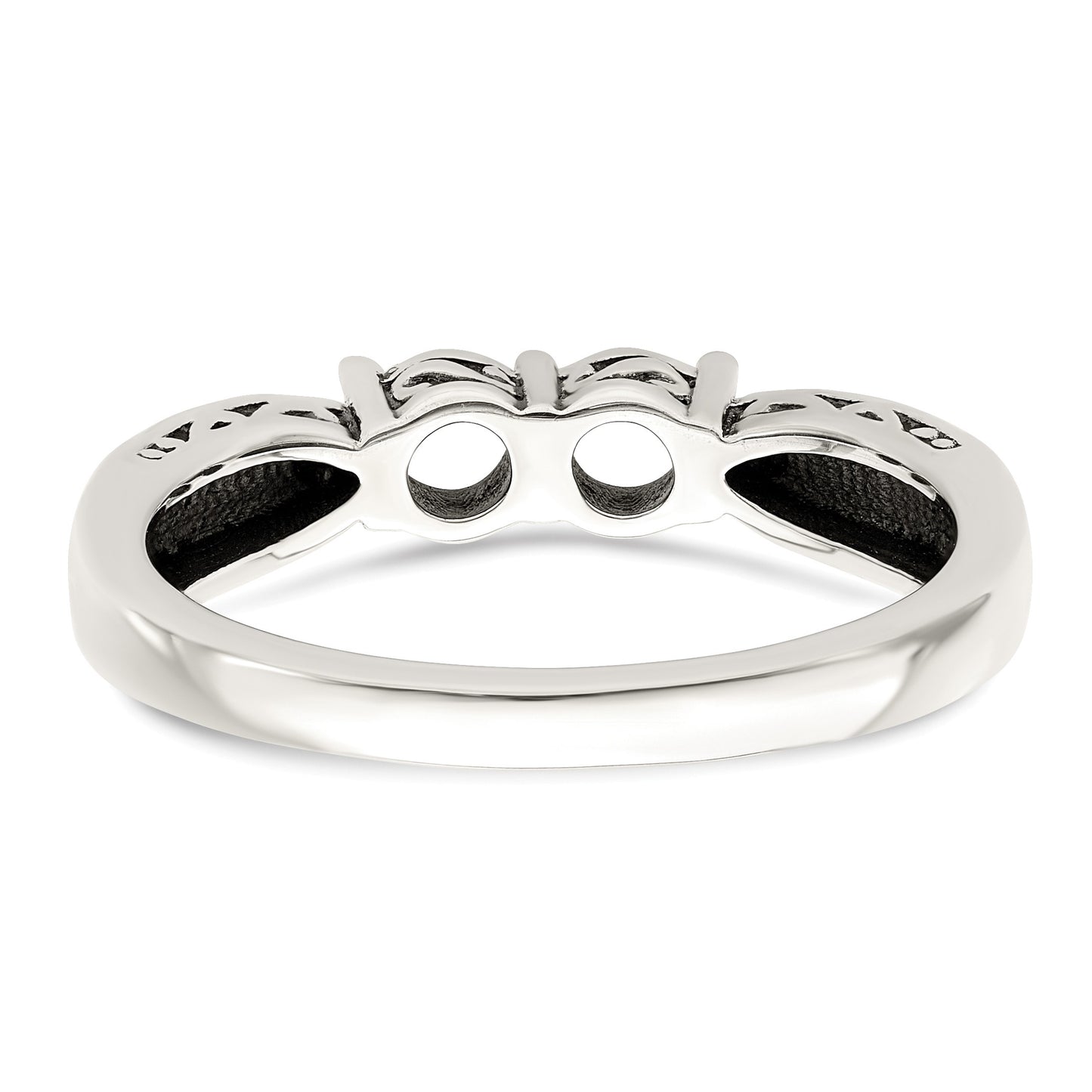 Sterling Silver Antiqued w/14k 2-stone w/Diamond Mother's Ring Semi-Mount