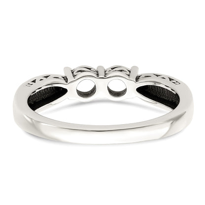 Sterling Silver Antiqued w/14k 2-stone w/Diamond Mother's Ring Semi-Mount