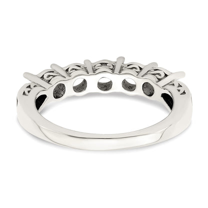 Sterling Silver Antiqued w/14k 5-stone w/Diamond Mother's Ring Semi-Mount