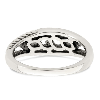 Sterling Silver Antiqued w/14k 2-stone w/Diamond Mother's Ring Semi-Mount