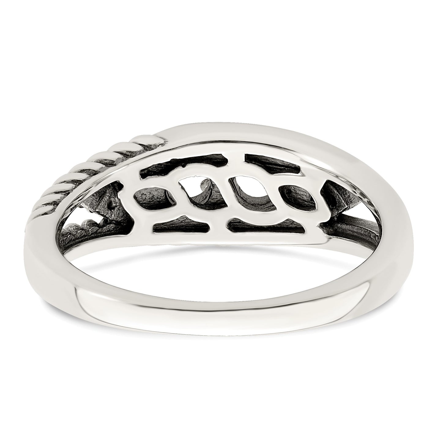 Sterling Silver Antiqued w/14k 2-stone w/Diamond Mother's Ring Semi-Mount