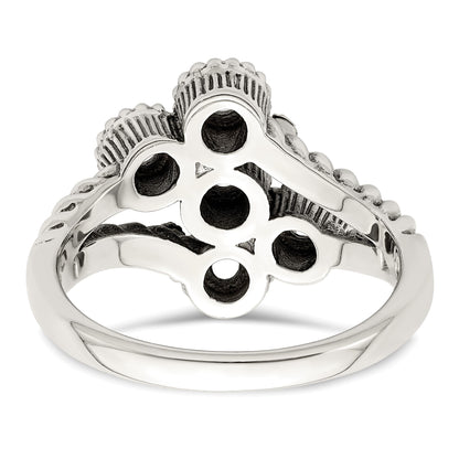 Sterling Silver Antiqued w/14k 5-stone w/Diamond Mother's Ring Semi-Mount