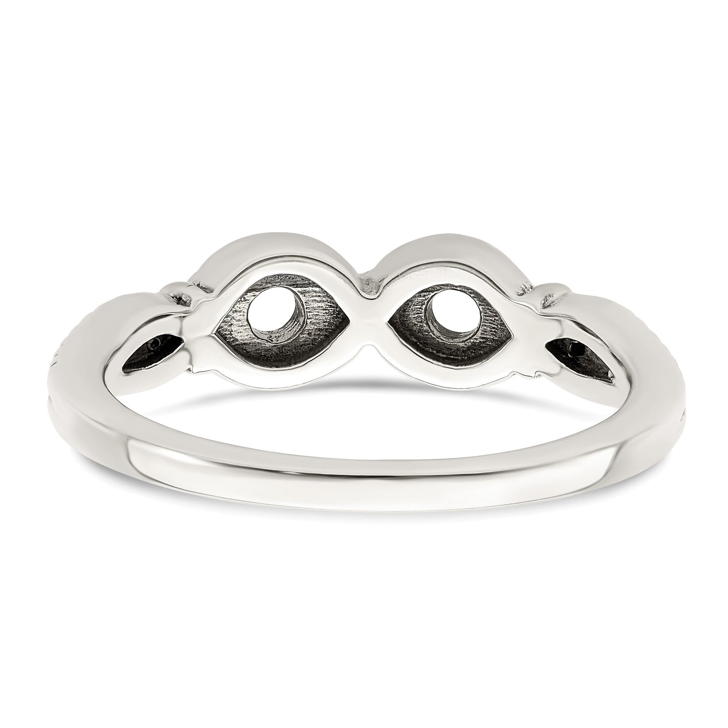 Sterling Silver Antiqued w/14k 2-stone w/Diamond Mother's Ring Semi-Mount