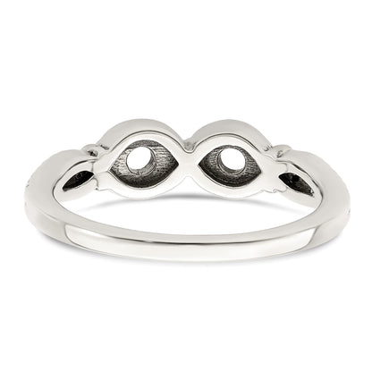 Sterling Silver Antiqued w/14k 2-stone w/Diamond Mother's Ring Semi-Mount