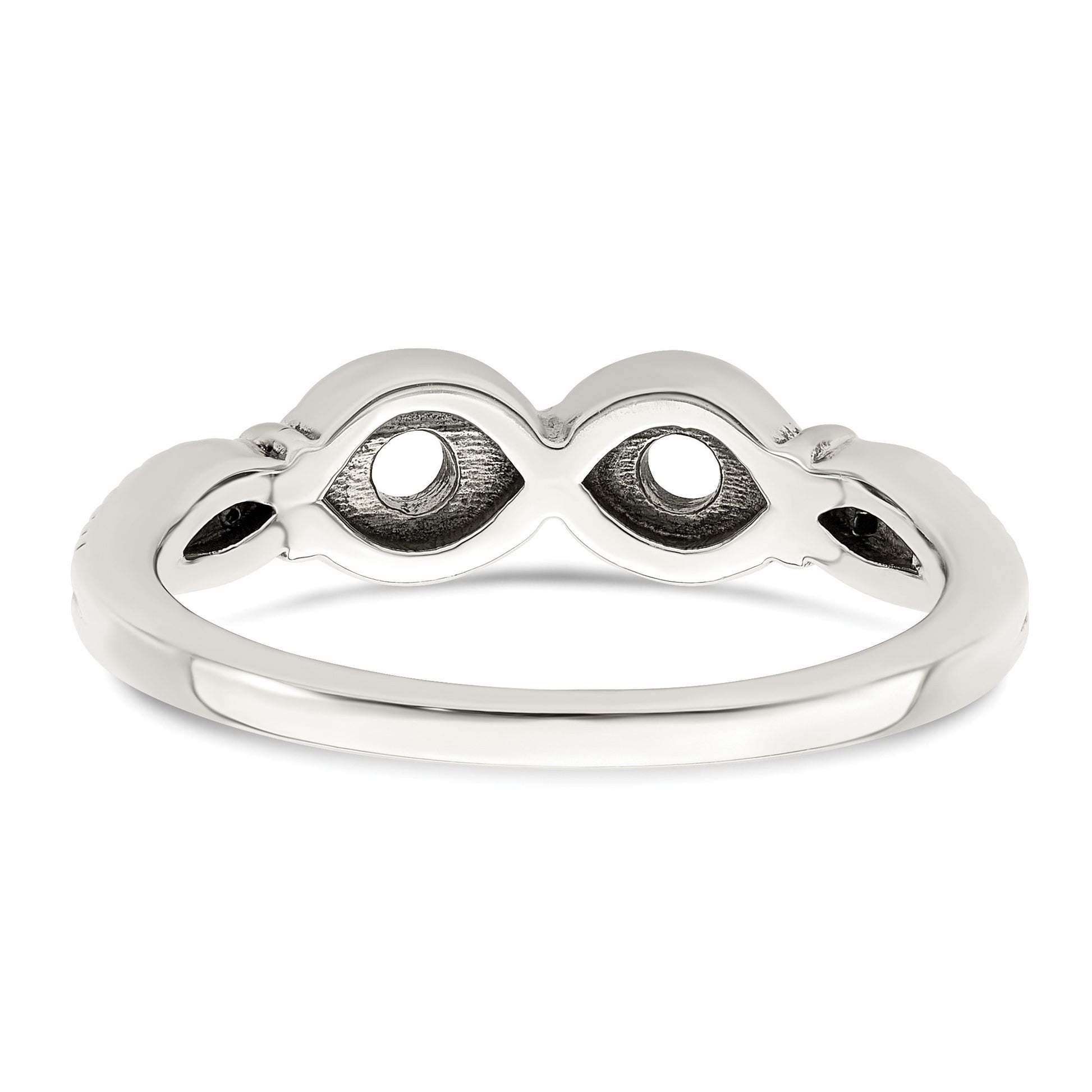 Sterling Silver Antiqued w/14k 2-stone w/Diamond Mother's Ring Semi-Mount