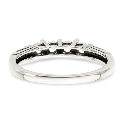 Sterling Silver Antiqued w/14k 4-stone w/Diamond Mother's Ring Semi-Mount