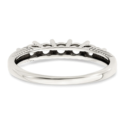 Sterling Silver Antiqued w/14k 5-stone w/Diamond Mother's Ring Semi-Mount