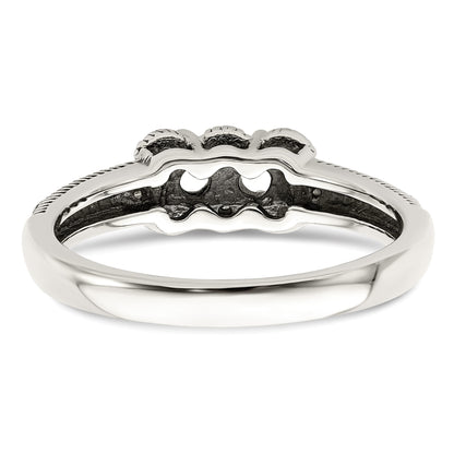 Sterling Silver Antiqued w/14k 2-stone w/Diamond Mother's Ring Semi-Mount