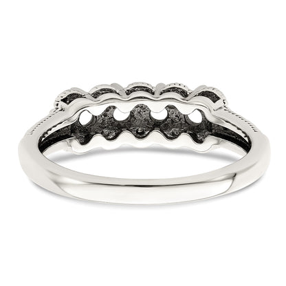Sterling Silver Antiqued w/14k 4-stone w/Diamond Mother's Ring Semi-Mount