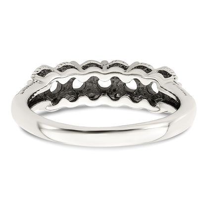 Sterling Silver Antiqued w/14k 5-stone w/Diamond Mother's Ring Semi-Mount