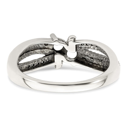 Sterling Silver Antiqued w/14k 2-stone w/Diamond Mother's Ring Semi-Mount