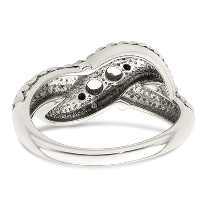 Sterling Silver Antiqued w/14k 2-stone w/Diamond Mother's Ring Semi-Mount