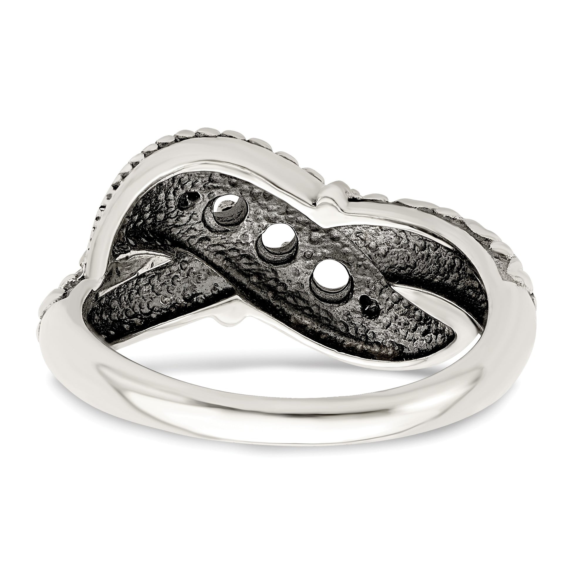 Sterling Silver Antiqued w/14k 3-stone w/Diamond Mother's Ring Semi-Mount